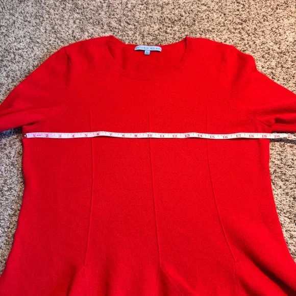 ANTONIO MELANI Cashmere Red Crew Neck Peplum Sweater - L - Picture 5 of 6